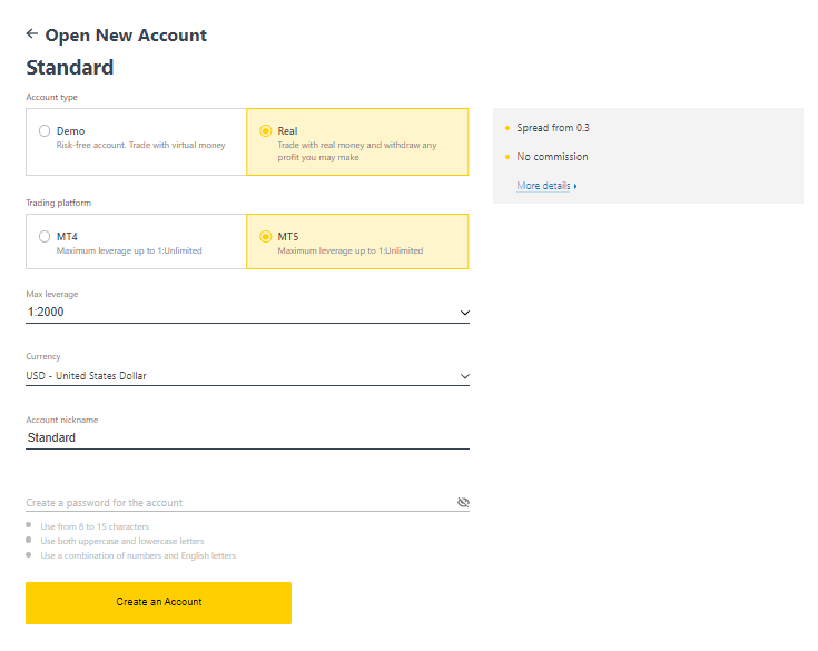 Exness Account Login For Dollars